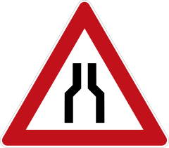 Road narrows (right side)