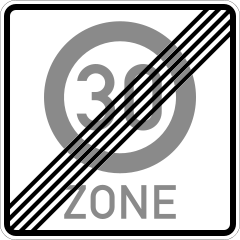 End of 30 km/h zone