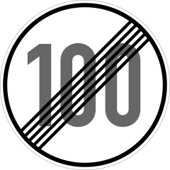 End of speed limit 100 km/h