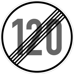 End of speed limit 120 km/h