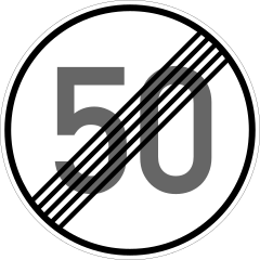 End of speed limit 50 km/h